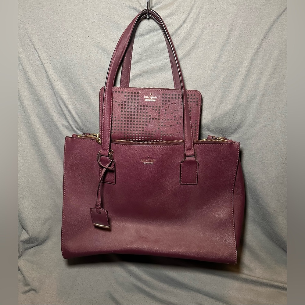 Kate Spade Large Cameron Street Jensen Tote purple with wallet